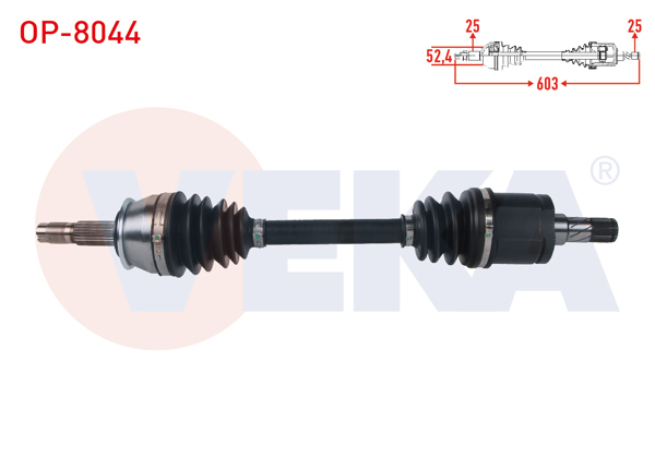 VEKA OP-8044 | Komple Aks Sol Ön Uzunluk 603mm Opel Mokka 1.4 M-T-1.6 CDTI M-T 2012-/ Chevrolet Trax 1.4 M-T 2012-2014