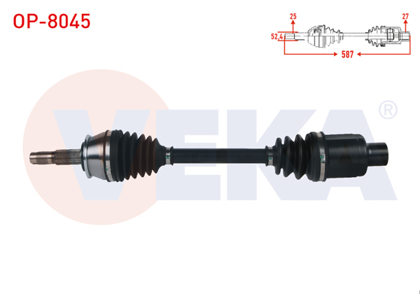 VEKA OP-8045 | Komple Aks Sağ On Uzunluk 587mm Opel Mokka 1.4 A-T-1.6 CDTI A-T / M-T 2012-/ Chevrolet Trax 1.4 A-T 2012-2014