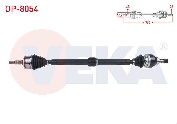 VEKA OP-8054 | Komple Aks Sağ Uzunluk 976mm Opel Astra K 1.4 Turbo M / T 2015 -
