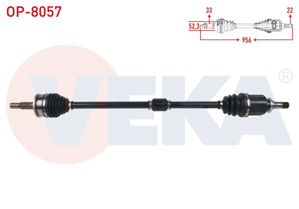 VEKA OP-8057 | Komple Aks Ön Sağ Uzunluk 956mm Opel Astra K 1.0 T-1.4 M-T 2015-/ Astra K Sw 1.0İ Turbo A-T 2015 -