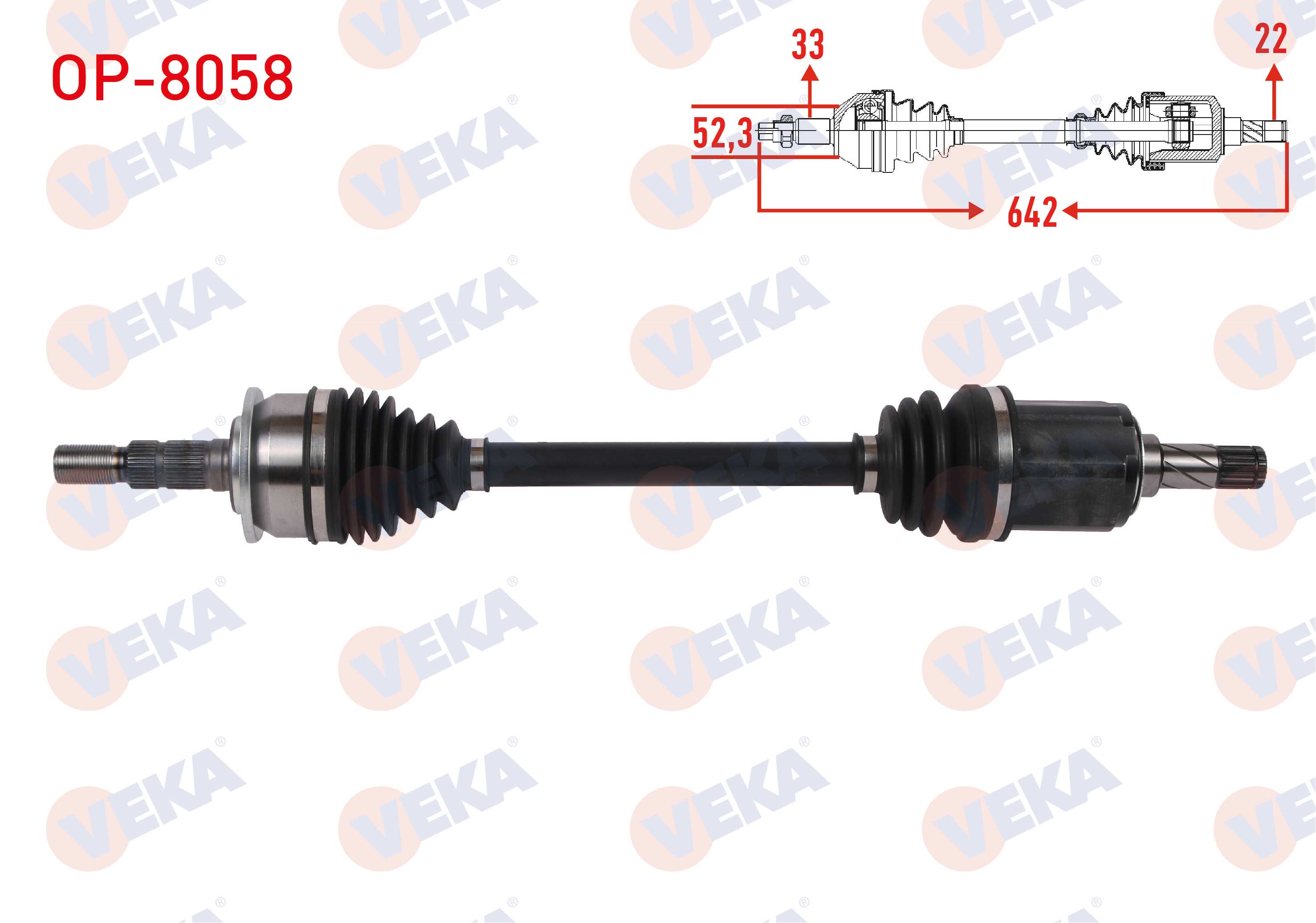 VEKA OP-8058 | Komple Aks Sol Ön Uzunluk 642mm Opel Astra K 1.0 T-1.4İ M-T 2015 -