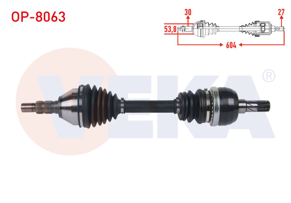 VEKA OP-8063 | Komple Aks Sol Ön Uzunluk 604mm Opel Vectra C 1.9 CDTI M-T (M32 Snz) 2002-2008
