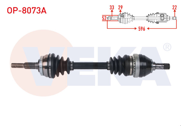 VEKA OP-8073A | Komple Aks Sol Ön ABS'li 29 Dıs Uzunluk 596mm Opel Vectra B 1.8İ 16V 1999-2003