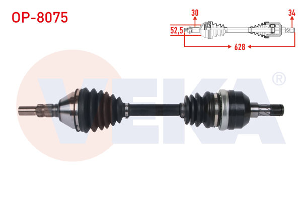 VEKA OP-8075 | Komple Aks Sol Ön Uzunluk 628mm Opel Vectra C 2.0 Dtı 2002-2008