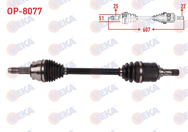VEKA OP-8077 | Komple Aks Sol Ön Uzunluk 607mm Opel Corsa E 1.3 CDTI 2014 -