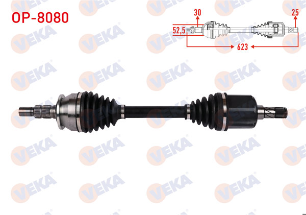 VEKA OP-8080 | Komple Aks Sol Ön Uzunluk 623mm Opel Astra J Gtc 1.4-1.6 M-T 2011 -
