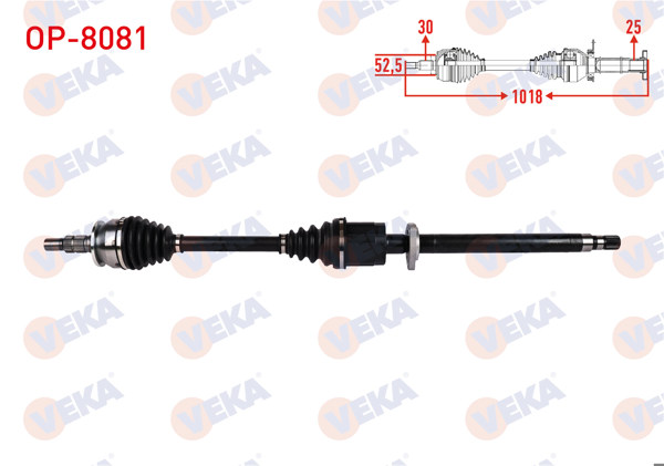 VEKA OP-8081 | Komple Aks Sağ On Uzunluk 1018mm Opel Astra J Gtc 1.4-1.6 M-T 2011 -