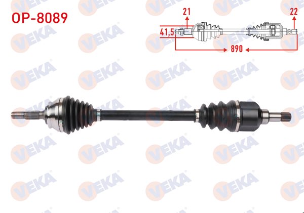 VEKA OP-8089 | Komple Aks Sağ On Uzunluk 890mm Opel Corsa F 1.2 2019-/ Peugeot 208 1.2 Puretech 2019 -