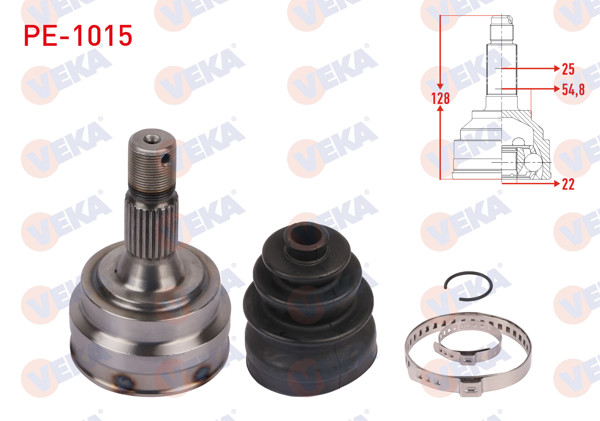 VEKA PE-1015 | Aks Kafası Sol-Sağ On Dıs Uzunluk 128mm Peugeot 306 (7B,N3,N5) 1.6İ 1993-2002