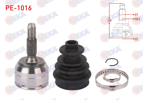 VEKA PE-1016 | Aks Kafası Sol-Sağ On Dıs Abssız Uzunluk 139mm Peugeot 106 II 1.4İ 1996-2002