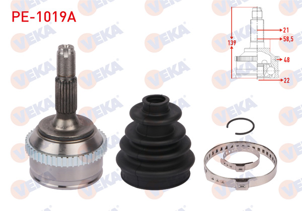 VEKA PE-1019A | Aks Kafası Sol-Sağ On Dıs ABS'li 48 Dıs Uzunluk 139mm Peugeot 106 II 1.4İ, 1.6İ Gtı 1996-2002