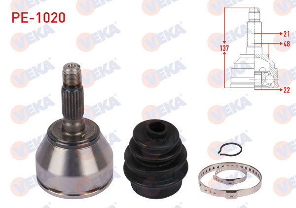 VEKA PE-1020 | Aks Kafası Sol-Sağ On Dıs Uzunluk 137mm Peugeot 106 I (1A,1C) 1.4 1991-1996