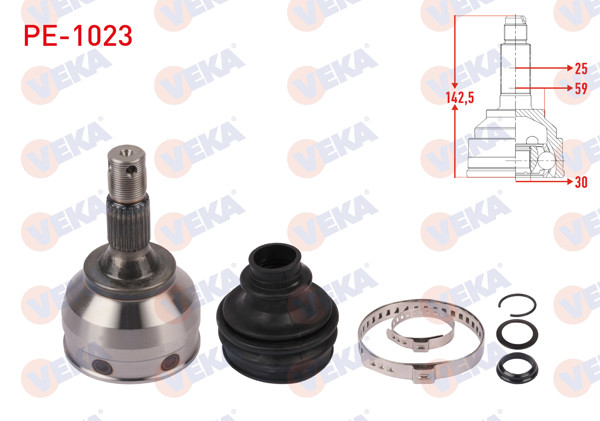 VEKA PE-1023 | Aks Kafası Sol-Sağ On Dıs Uzunluk 142,5mm Peugeot 207 (Wa,Wc) 1.6 HDI Mc Şanzıman M-T 2006-2012