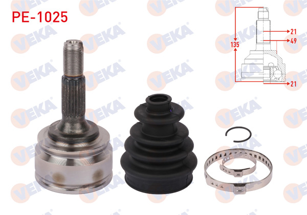 VEKA PE-1025 | Aks Kafası Sol-Sağ On Dıs Uzunluk 135mm Peugeot 301 1.2 VTI M-T 2012 -