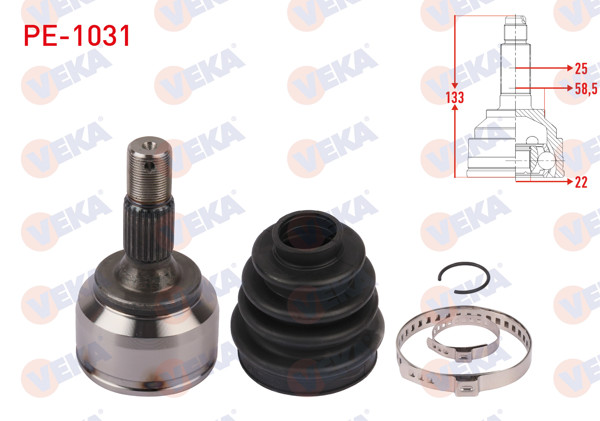 VEKA PE-1031 | Aks Kafası Sağ On Dıs Uzunluk 133mm Peugeot 307 (3A / C) 1.4 Ma Şanzıman 2000-2007