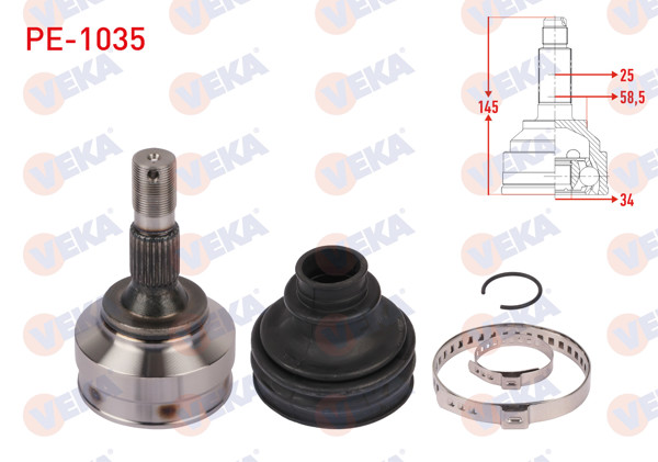 VEKA PE-1035 | Aks Kafası Sol Ön Dıs Uzunluk 145mm Peugeot 307 (3A / C) 1.4 HDI Be Şanzıman 2000-2007