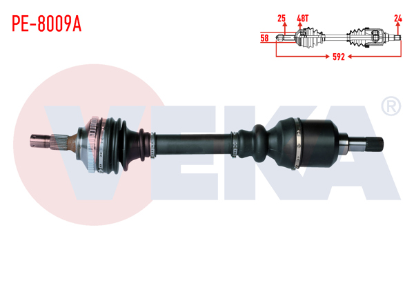 VEKA PE-8009A | Komple Aks Sol Ön Peugeot 206 (2A / C) 2.0İ Gtı ABS'li 48 Dıs Uzunluk 592mm 1998-2006