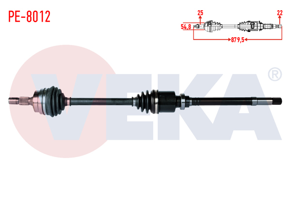 VEKA PE-8012 | Komple Aks Sağ On Peugeot 306 (7B,N3,N5) 1.6İ Uzunluk 879,5mm 1993-2002