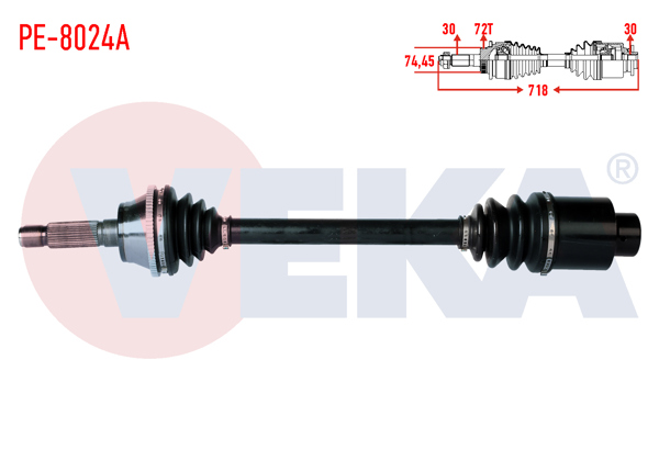 VEKA PE-8024A | Komple Aks Sağ On Karsan Premıer 2.8 D ABS'li 72 Dıs Uzunluk 718mm 2007-2010