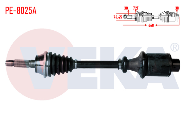 VEKA PE-8025A | Komple Aks Sol Ön Karsan Premıer 2.8 D ABS'li 72 Dıs Uzunluk 668mm 2007-2010