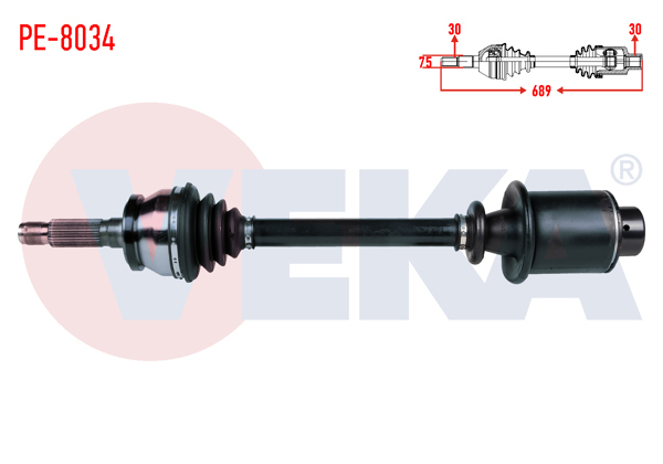 VEKA PE-8034 | Komple Aks Sol-Sağ On Peugeot J9 2.5 D Uzunluk 690mm 1980-1988