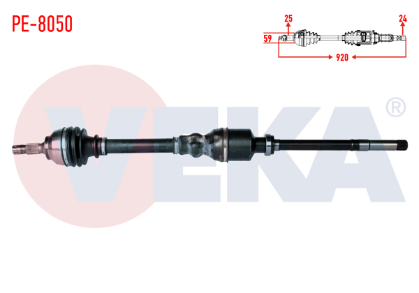 VEKA PE-8050 | Komple Aks Sağ On Peugeot 207 (Wa,Wc) 1.6 HDI Mc Şanzıman M-T Uzunluk 920mm 2006-2012