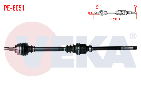 VEKA PE-8051 | Komple Aks Sağ On Peugeot 308 (4A,4C) 1.6 Thp Mc Şanzıman M-T Uzunluk 935mm 2007-2013