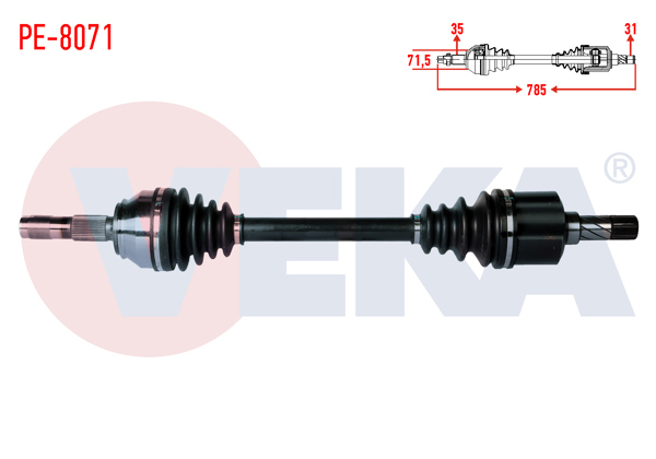 VEKA PE-8071 | Komple Aks Sol Ön Karsan Jest 2.3 D Euro 5 Mt Uzunluk 785mm 2012 -