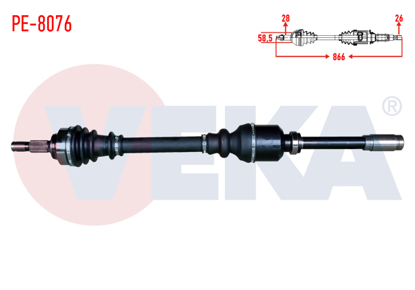 VEKA PE-8076 | Komple Aks Sağ On Peugeot 407 (6D) 2.0İ A-T Uzunluk 866mm 2004-2011