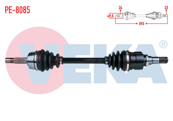 VEKA PE-8085 | Komple Aks Sol Ön Peugeot 107 1.4 HDI Uzunluk 593mm 2005 -