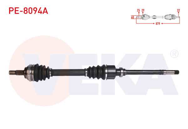 VEKA PE-8094A | Komple Aks Sağ On Peugeot 306 (7B,N3,N5) 1.6İ M-T ABS'li 29 Dıs Uzunluk 879 mm 1993-2002