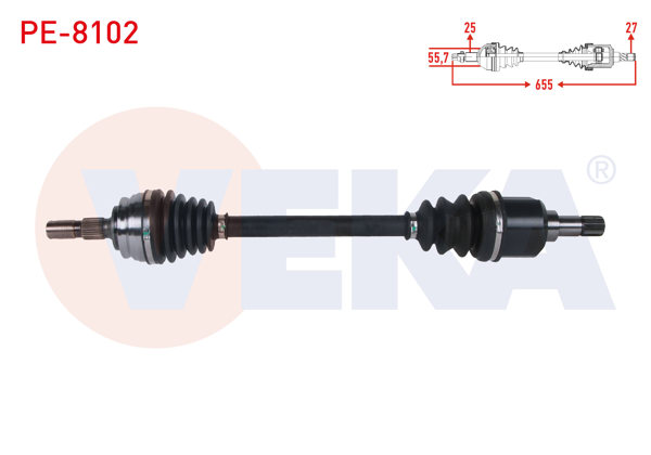 VEKA PE-8102 | Komple Aks Sol Ön Uzunluk 655mm Peugeot 208 II 1.2 M-T 6 Vites 2019-/ Opel Corsa F 1.2-1.5 D M-T 6 Vites 2019 -