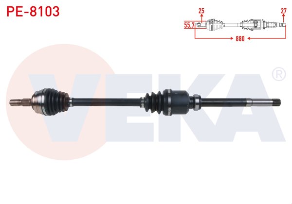 VEKA PE-8103 | Komple Aks Sağ On Uzunluk 880mm Peugeot 208 II 1.2 M-T 6 Vites 2019-/ Opel Corsa F 1.2-1.5 D M-T 6 Vites 2019 -