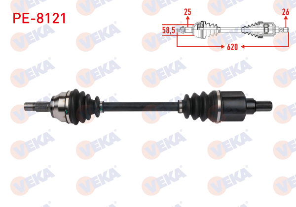 VEKA PE-8121 | Komple Aks Sol Ön Uzunluk 620mm Peugeot 207 1.6 Vti 2007-2012 / 2008 1.6 Vti 2013 -