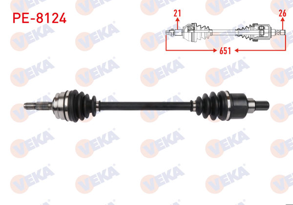 VEKA PE-8124 | Komple Aks Sol Ön Uzunluk 651mm Peugeot 301 1.6 Vti A-T 2012-2017 / Citroen C-Elysee 1.6 Vti A-T 2012 -