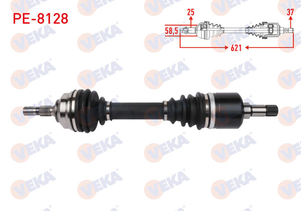 VEKA PE-8128 | Komple Aks Sol Ön Uzunluk 621mm Peugeot 307 2.0 HDI 2003-2009