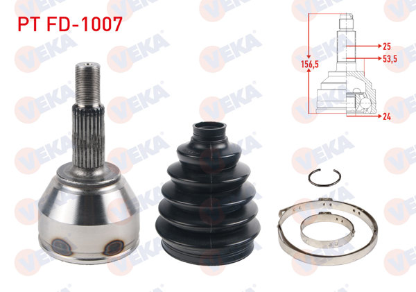 VEKA PT FD-1007 | Aks Kafası Sol-Sağ On Dıs Ford Transit Connect 1.8 TDCI 75 Hp 25X24x53.5 Uzunluk 156,2mm 2002-2013