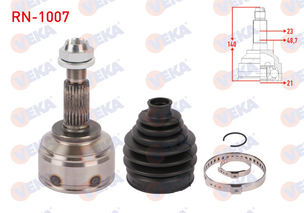 VEKA RN-1007 | Aks Kafası Sol-Sağ On Dıs Uzunluk 140mm Renault Captur 0.9 TCE M-T 2013 -