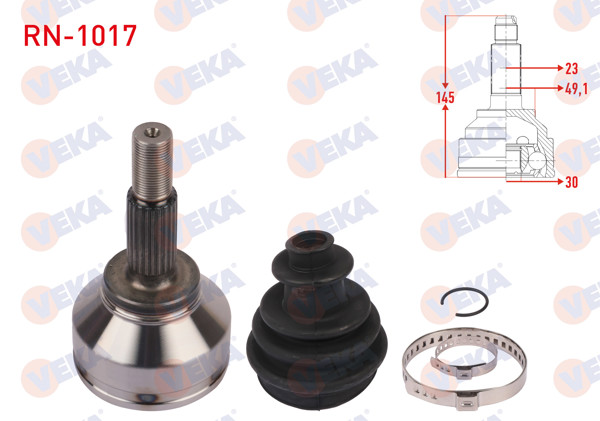 VEKA RN-1017 | Aks Kafası Sol Ön Dıs Uzunluk 145mm Dacia Logan (Ls) 1.5 DCI 2004-2012