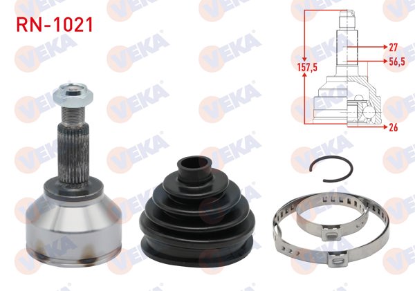 VEKA RN-1021 | Aks Kafası Sol-Sağ On Dıs Renault Traffic II (Fl) 1.9 DCI 27X26x56,5 Uzunluk 157,5 mm 2001-2014
