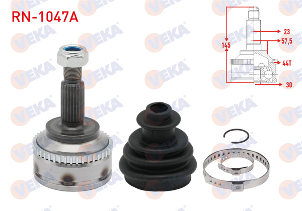 VEKA RN-1047A | Aks Kafası Sol-Sağ On Dıs Renault Kangoo (Kc0 / 1) 1.5 DCI ABS'li 44 Dıs Kalın Freze 23X30x57,50 Uzunluk 145mm 1998-2008