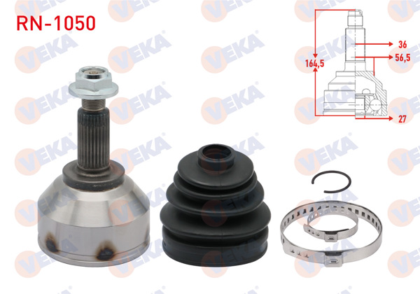 VEKA RN-1050 | Aks Kafası Sol-Sağ On Dıs Renault Traffic II (Fl) 2.0 DCI 27X36x56,50 Uzunluk 164,50mm 2001-2014