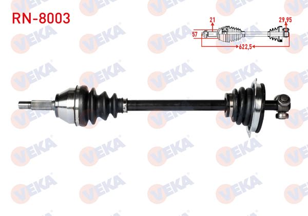 VEKA RN-8003 | Komple Aks Sol Ön Renault Kangoo (Kc0 / 1) 1.9 Dtı Uzunluk 624,7mm 1998-2008