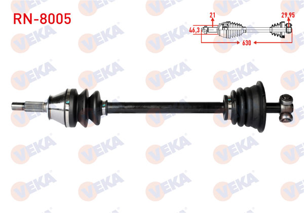 VEKA RN-8005 | Komple Aks Sol Ön Renault R9 (L42) 1.4 Uzunluk 632,7 mm 1985-2000