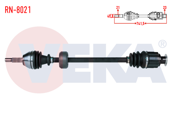 VEKA RN-8021 | Komple Aks Sağ On Renault Megane I (Ba0 / 1) 1.6İ 8V Uzunluk 741,5mm 1996-2003