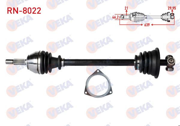 VEKA RN-8022 | Komple Aks Sol Ön Renault R19 1.4 Uzunluk 641,2mm 1988-2001