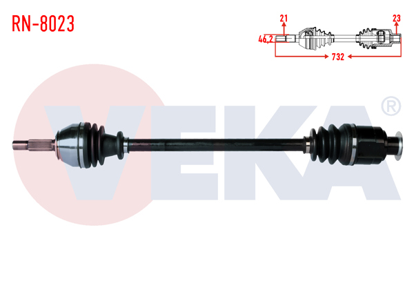 VEKA RN-8023 | Komple Aks Sağ On Renault R19 1.4 Uzunluk 738,8mm 1988-2001