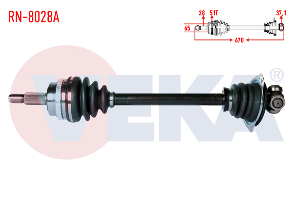 VEKA RN-8028A | Komple Aks Sol Ön Renault Master II (Fd) 2.5 D S8u ABS'li 51 Dıs Uzunluk 670 mm 1998-2010