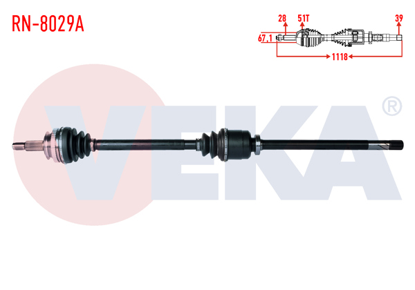 VEKA RN-8029A | Komple Aks Sağ On Renault Master II (Fd) 2.5 D S8u ABS'li 51 Dıs Uzunluk 1118mm 1998-2010