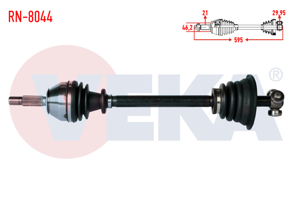 VEKA RN-8044 | Komple Aks Sol Ön Renault Express (F40,G40) 1.9 D Uzunluk 595 mm 1985-1998
